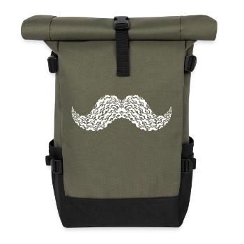 Moustache Overload - Rolltop Rucksack - Olive/Schwarz - Vorne