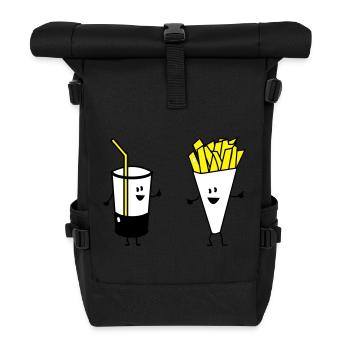 french fries drink - Roll Top Backpack - black - Front