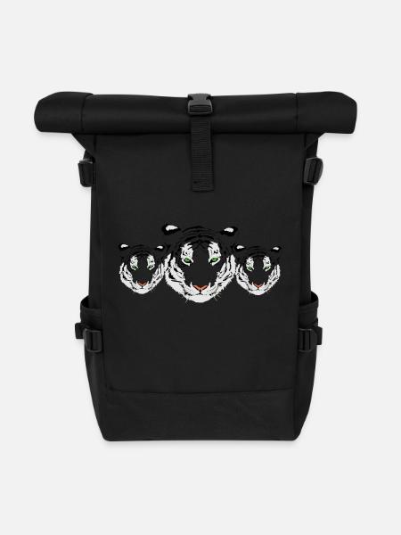 weisse Tieger - Rolltop Rucksack - Schwarz