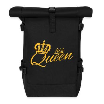 Sa reine ♚ lettrage de style de luxe (toutes les couleurs) - Sac à dos roll top - noir - Devant