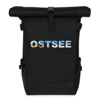 Baltic Sea lettering panorama - Roll Top Backpack - black - Front