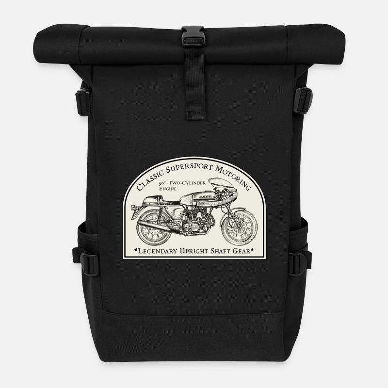 Classic Supersport Motoring - Roll Top Backpack - black
