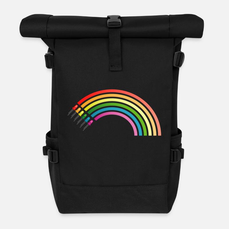 Regenbogen LED Shirt Geschenkidee Sonderangebot - Rolltop Rucksack - Schwarz