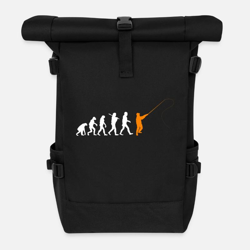 Evolution Angeln fishing Geburtstag Geschenk bday - Rolltop Rucksack - Schwarz
