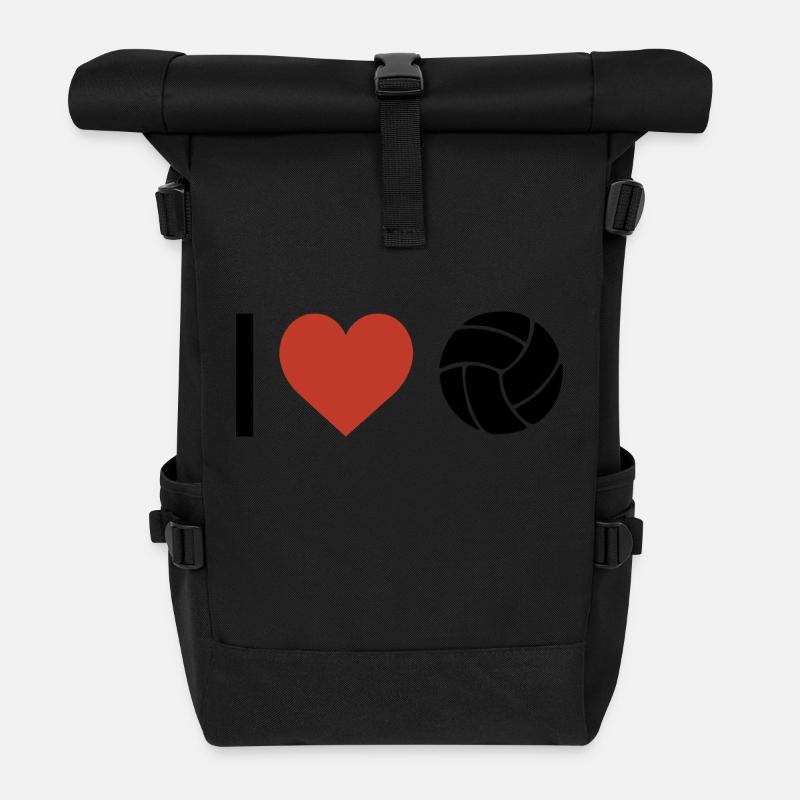 Ich Herz Volleyball Sport - Rolltop Rucksack - Schwarz