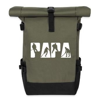 Papa de hockey père Tshirt Sport Rondelle cadeau - Sac à dos roll top - olive/noir - Devant