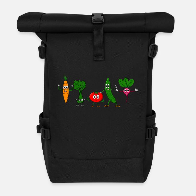 Gemüsefreunde - Rolltop Rucksack - Schwarz