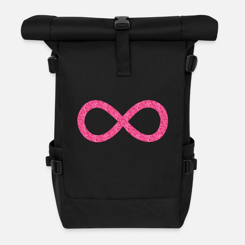 infinity glitter - Roll Top Backpack - black