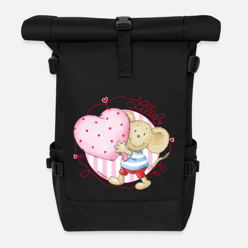 Lillebi mit Herz - Rolltop Rucksack - Schwarz