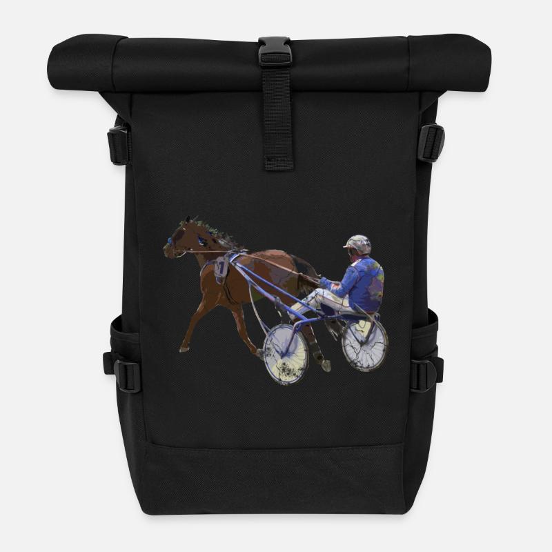 Cadeau de course de chevaux de course au trot - Sac à dos roll top - noir