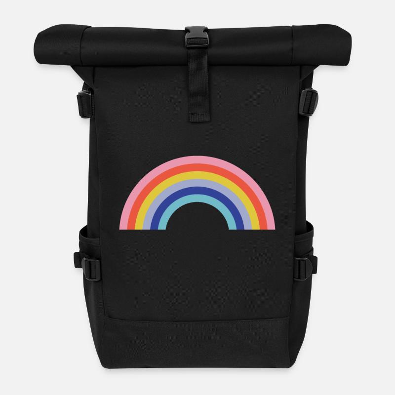 Regenbogen - Rolltop Rucksack - Schwarz