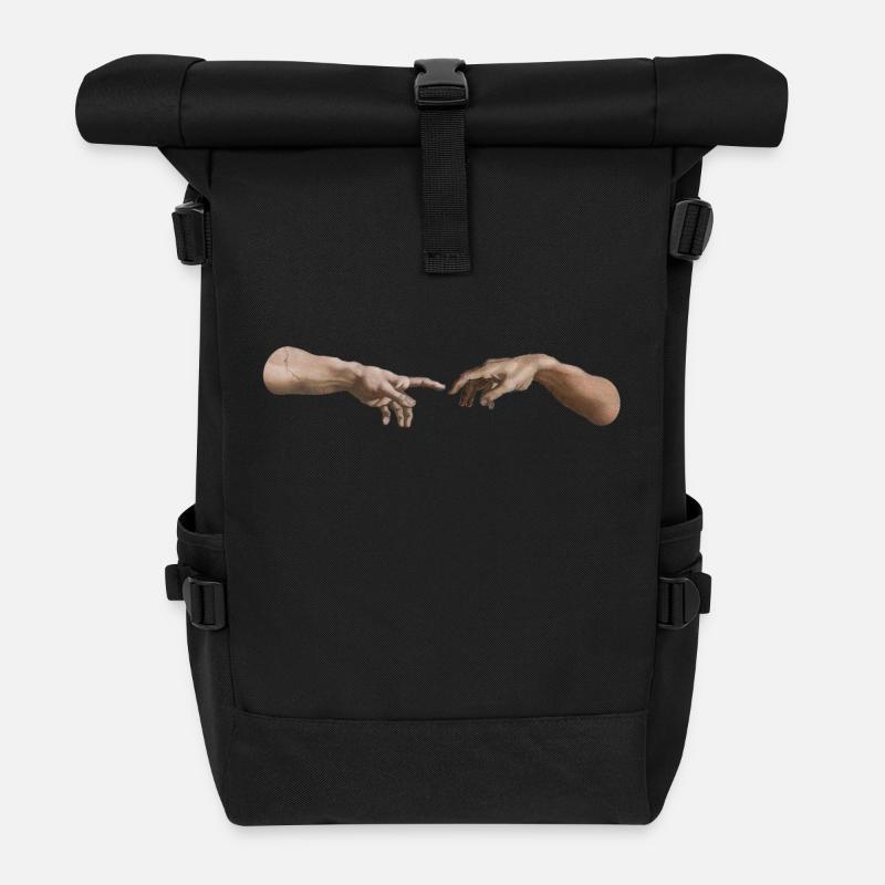 Creation Adam Michelangelo * Left hand of God - Roll Top Backpack - black