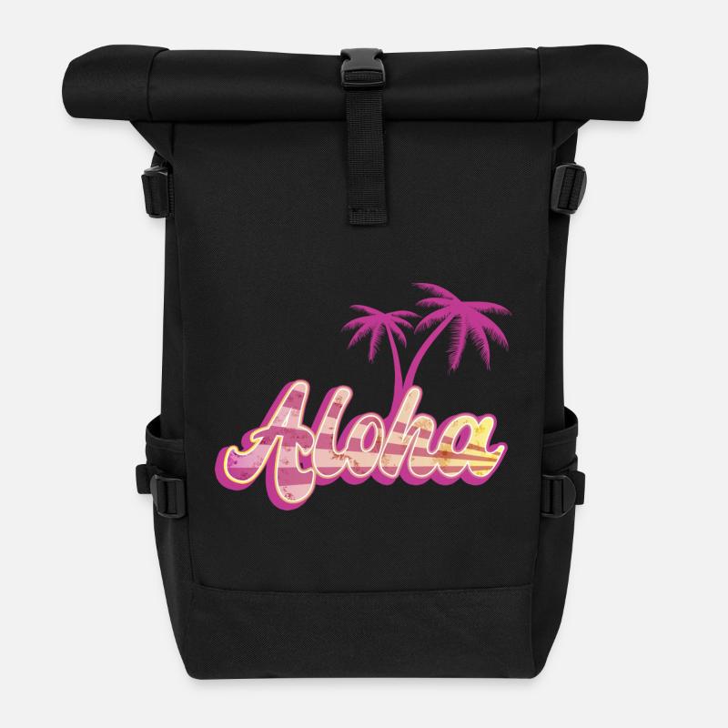 Aloha Palm - Sac à dos roll top - noir
