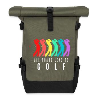 All Roads Lead to Golf - Roll Top Backpack - olive/black - Front