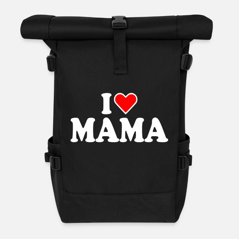 I love mama - Rolltop Rucksack - Schwarz