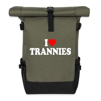 I love trannies - Rolltop Rucksack - Olive/Schwarz - Vorne