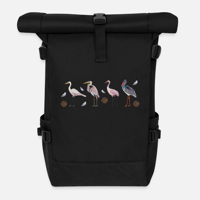 Großes Vogelpanorama - Rolltop Rucksack - Schwarz