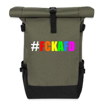Fck afd - Rolltop Rucksack - Olive/Schwarz - Vorne