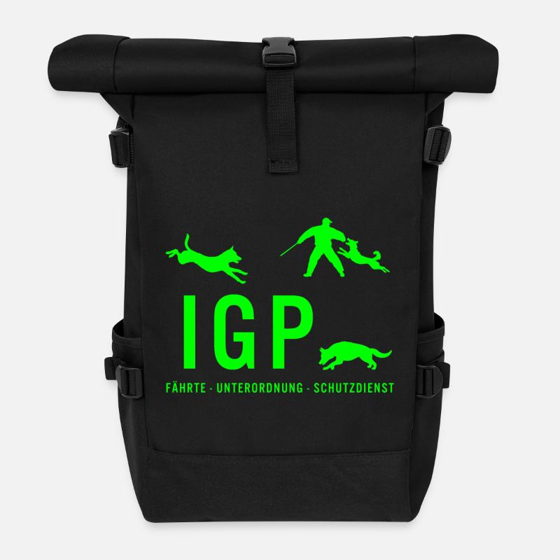 IGP Hundesport - Gruen - Rolltop Rucksack - Schwarz