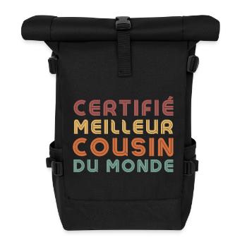 certifié meilleur cousin du monde - Sac à dos roll top - noir - Devant