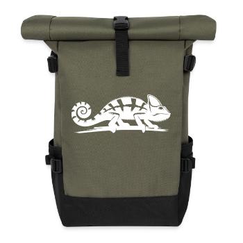Un caméléon d’enfants erre sur une branche - Sac à dos roll top - olive/noir - Devant