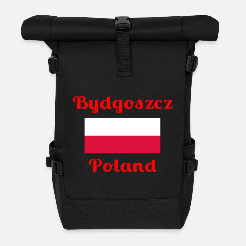 Bydgoszcz Poland - Stylish prints - Roll Top Backpack - black