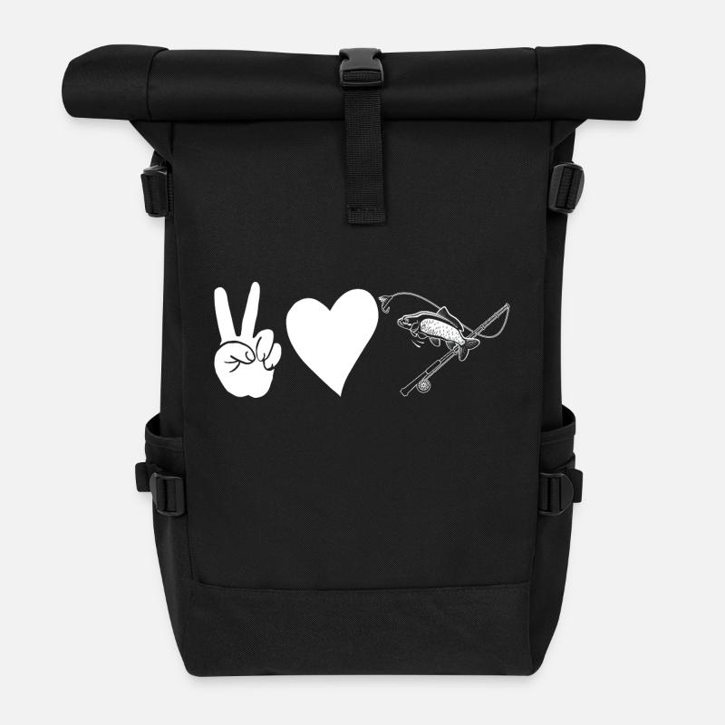 Angler Angeln - Rolltop Rucksack - Schwarz