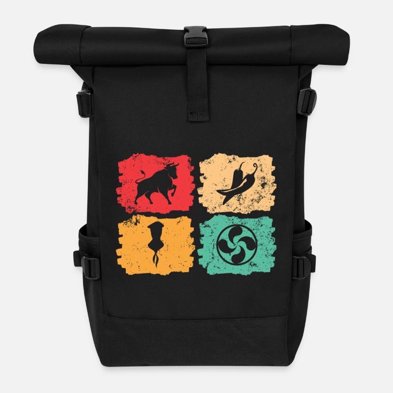 Vintage Basque Country – Solar Pulse - Roll Top Backpack - black