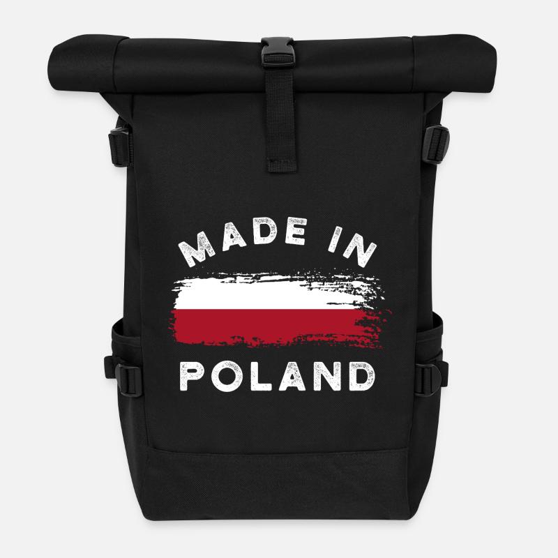Made in Poland - Polen Flagge - Rolltop Rucksack - Schwarz