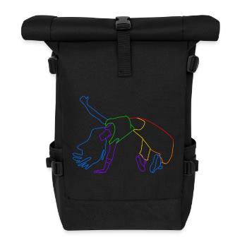 Farblinienakrobat in Bewegung - Rolltop Rucksack - Schwarz - Vorne