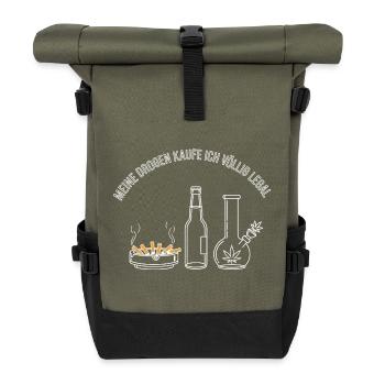 My drugs – completely legal! - Roll Top Backpack - olive/black - Front