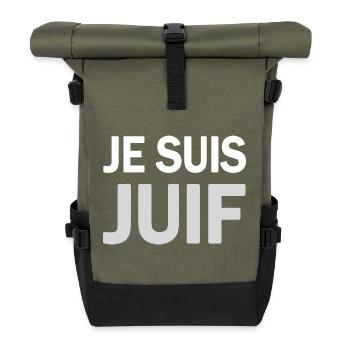 ICH BIN JÜDISCHES T-SHIRT - Rolltop Rucksack - Olive/Schwarz - Vorne