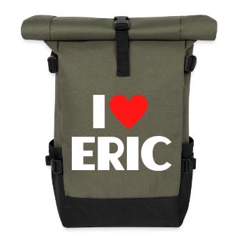I love Eric Red Heart Romantic Name Fan - Roll Top Backpack - olive/black - Front