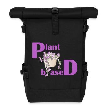 Plant Based – Pinkes Design Topfpflanze - Rolltop Rucksack - Schwarz - Vorne