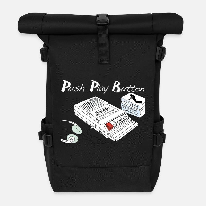 Thème musical vintage - Sac à dos roll top - noir