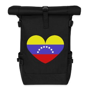 Venezuela heart flag - Roll Top Backpack - black - Front