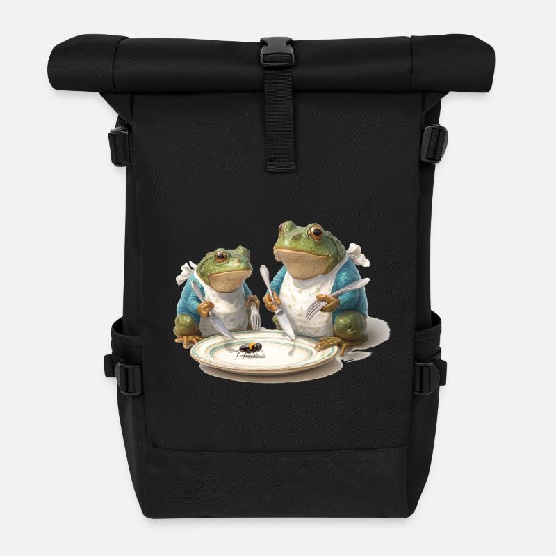 Frosch-Dinner: Fliege am Teller - Rolltop Rucksack - Schwarz