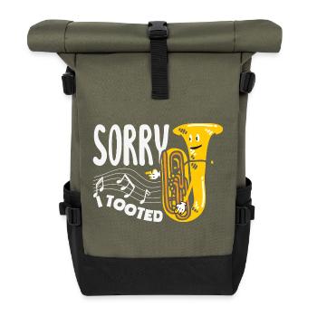 Vintage Euphonium Spieler - Rolltop Rucksack - Olive/Schwarz - Vorne