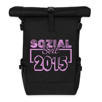 Sozial Seit 2013 Pink - Rolltop Rucksack - Schwarz - Vorne