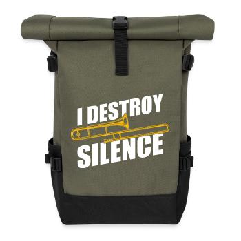 Destroy silence trombone trombone player trombonist - Roll Top Backpack - olive/black - Front