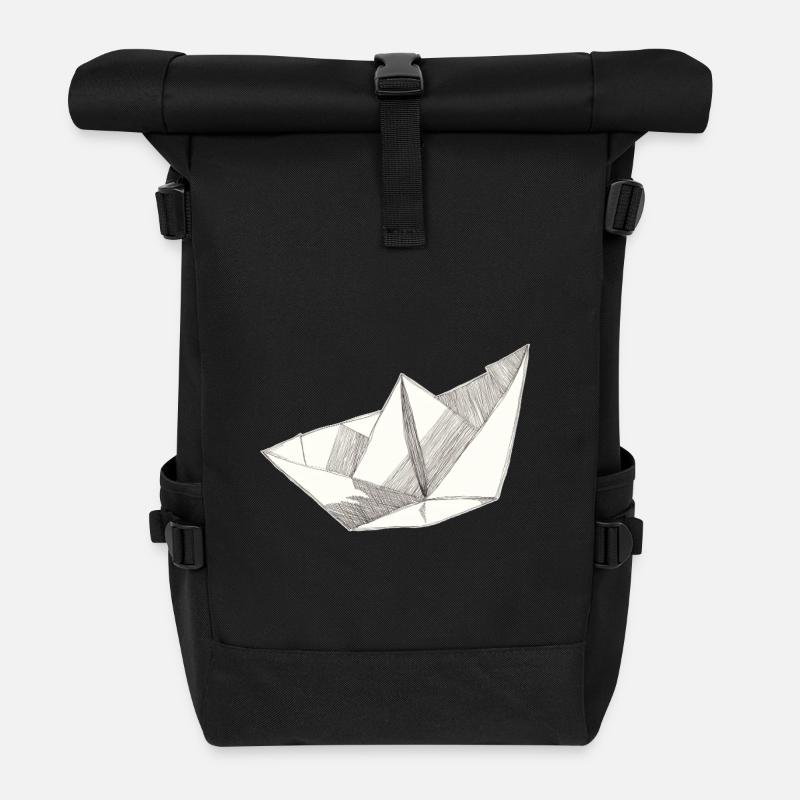 Papierschiff - Rolltop Rucksack - Schwarz