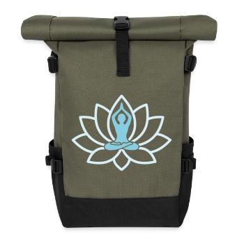 Bunte Lotusblüte Chakra - Rolltop Rucksack - Olive/Schwarz - Vorne