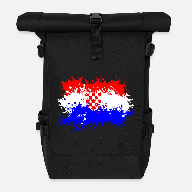 Kroatien Flagge Splash - Rolltop Rucksack - Schwarz