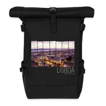 Lissabon Portugal Sonnenuntergang Skyline Souvenir - Rolltop Rucksack - Schwarz - Vorne