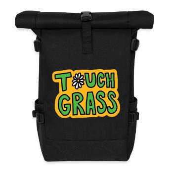 Retro "Touch Grass" Gänseblümchen - Rolltop Rucksack - Schwarz - Vorne