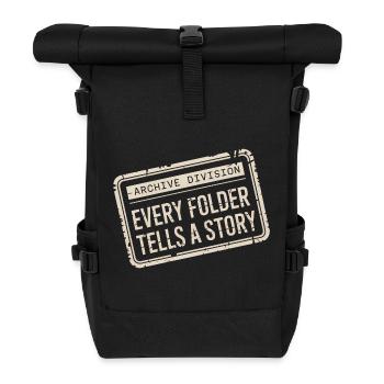 Archive Division: Every Folder Tells a Story - Roll Top Backpack - black - Front