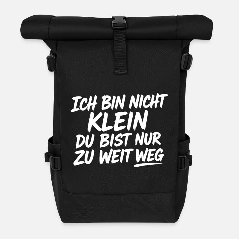 Ich bin nicht klein Spruchshirt - Rolltop Rucksack - Schwarz