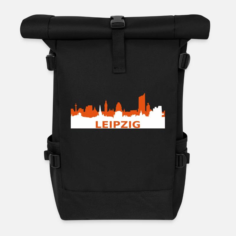 Skyline Leipzig - Rolltop Rucksack - Schwarz