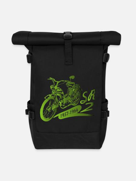 SR2 Simson schräg - Rolltop Rucksack - Schwarz