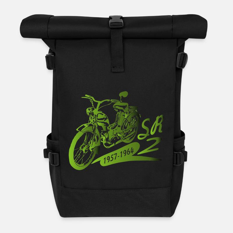 SR2 Simson schräg - Rolltop Rucksack - Schwarz